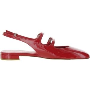 $475Stuart Weitzman Claris Cherry Embellished Red Patent Leather Slingback Flats